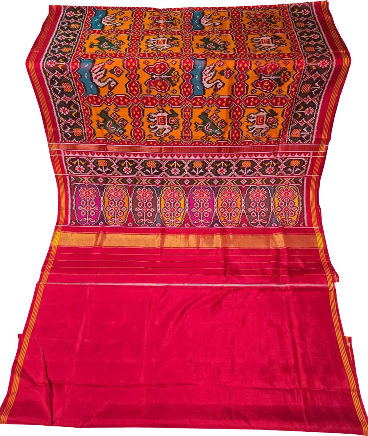 Multicolor Handloom Patan Patola Pure Silk Saree - Luxurion World