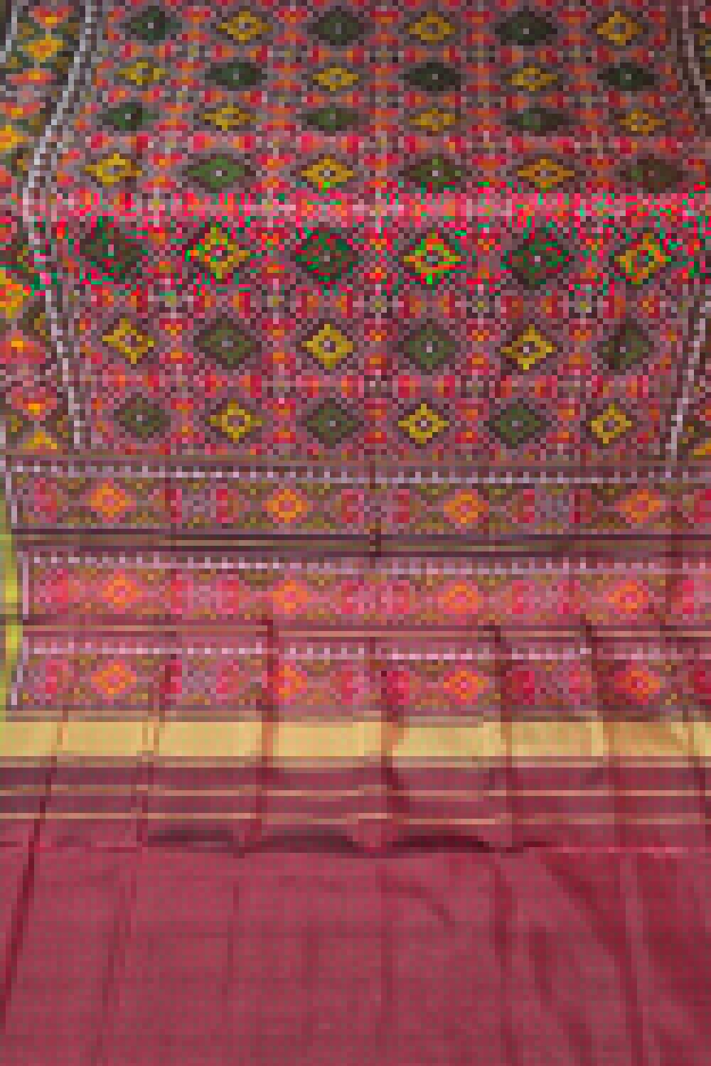 Maroon Handloom Patan Patola Pure Silk Saree - Luxurion World