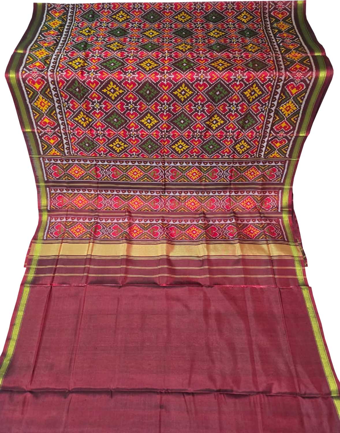 Maroon Handloom Patan Patola Pure Silk Saree - Luxurion World