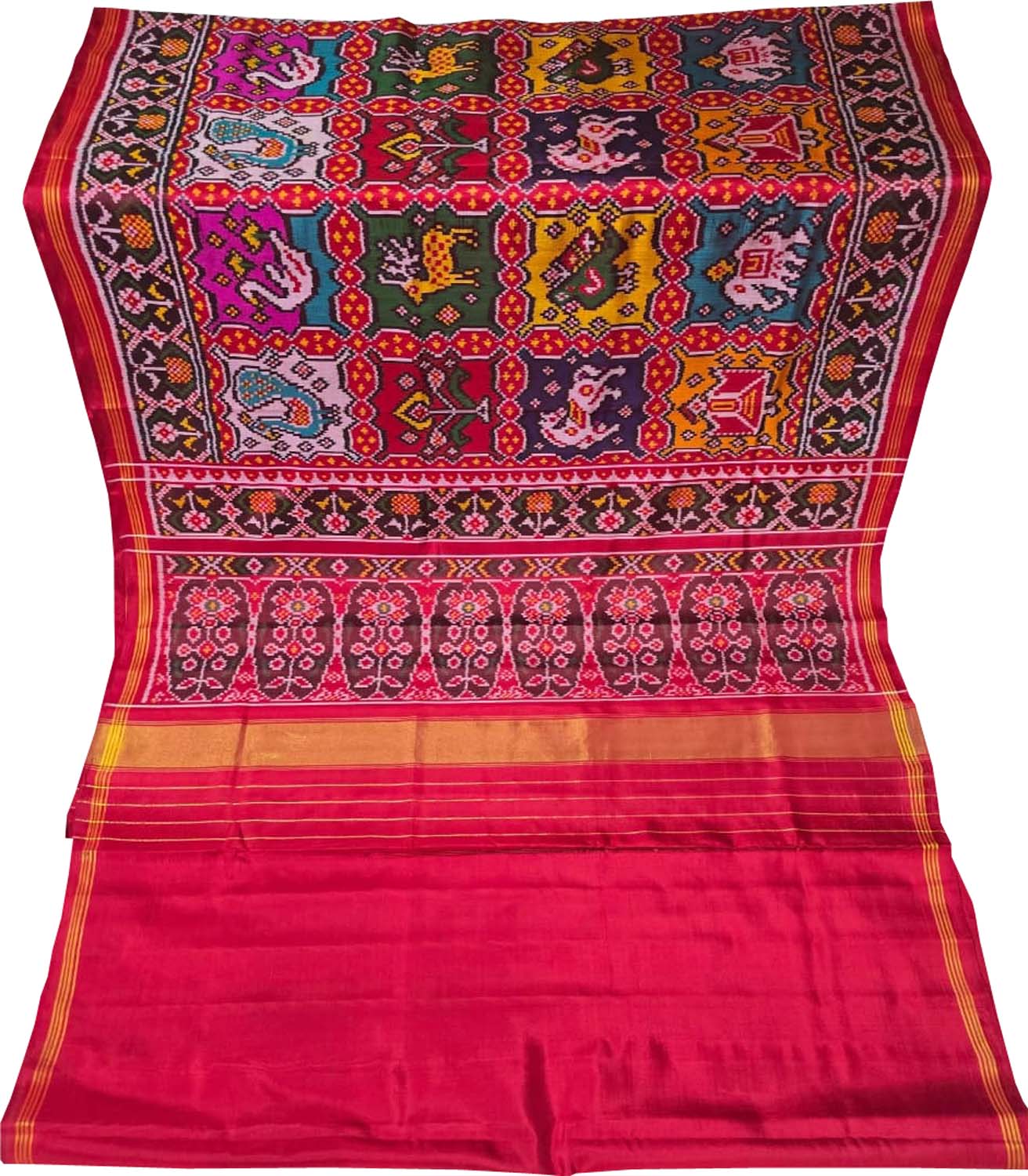 Multicolor Handloom Patan Patola Pure Silk Saree