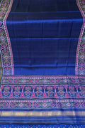 Blue Single Ikat Patan Patola Handloom Pure Silk Saree