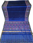 Blue Single Ikat Patan Patola Handloom Pure Silk Saree