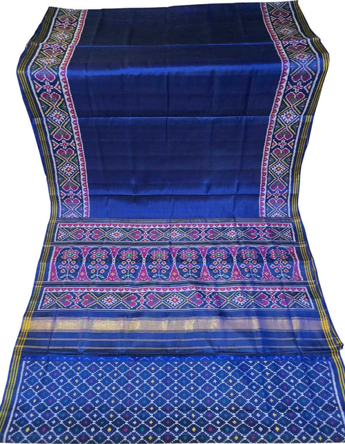 Blue Single Ikat Patan Patola Handloom Pure Silk Saree
