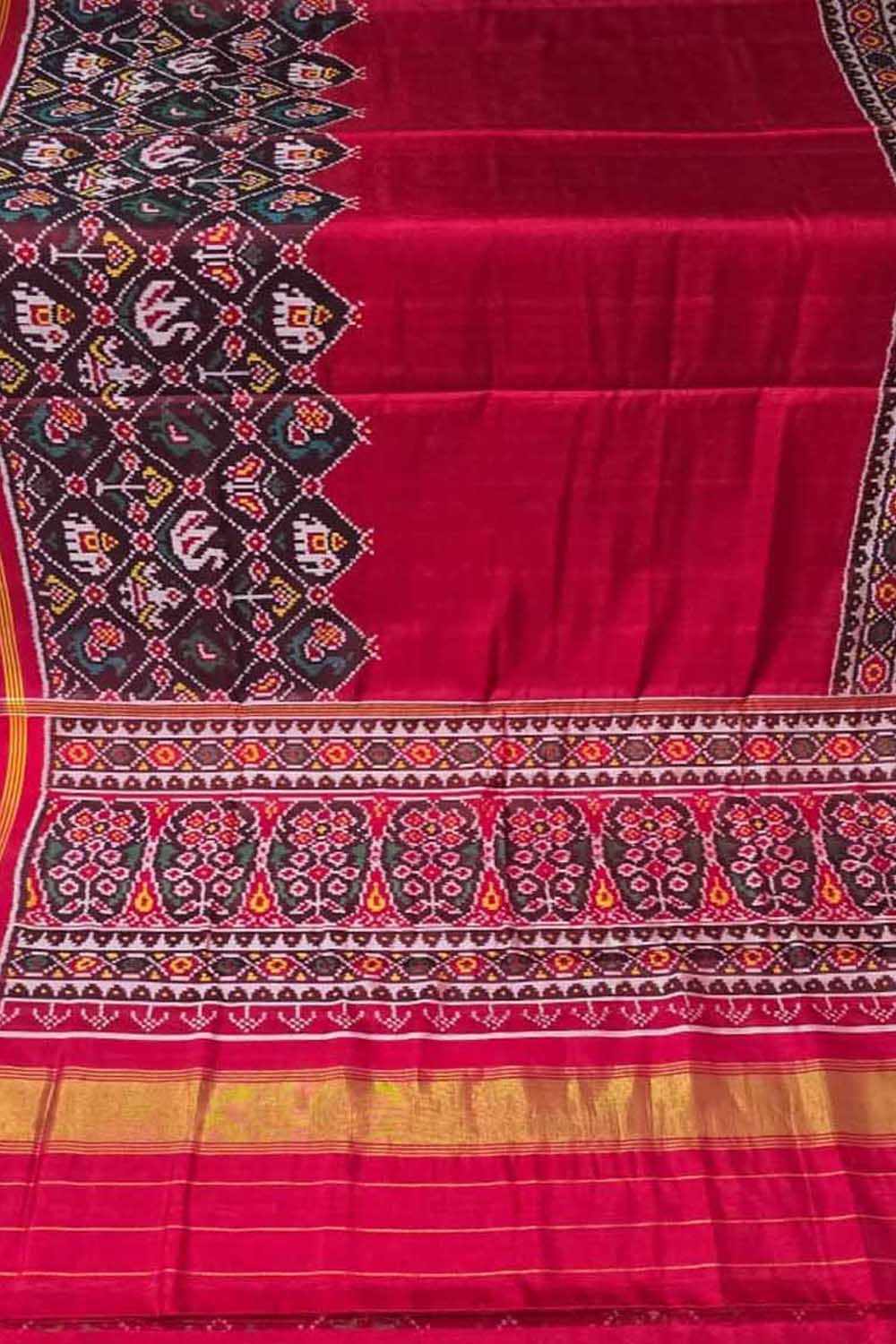 Red Single Ikat Patan Patola Handloom Pure Silk Saree