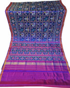 Blue Single Ikat Patan Patola Handloom Pure Silk Saree