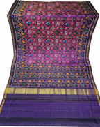 Blue Single Ikat Patan Patola Handloom Pure Silk Saree