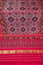 Off White Single Ikat Patan Patola Handloom Pure Silk Saree