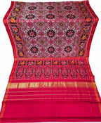Off White Single Ikat Patan Patola Handloom Pure Silk Saree