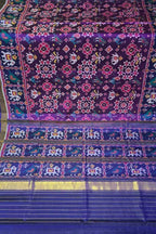 Blue Single Ikat Patan Patola Handloom Pure Silk Saree