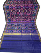 Blue Single Ikat Patan Patola Handloom Pure Silk Saree