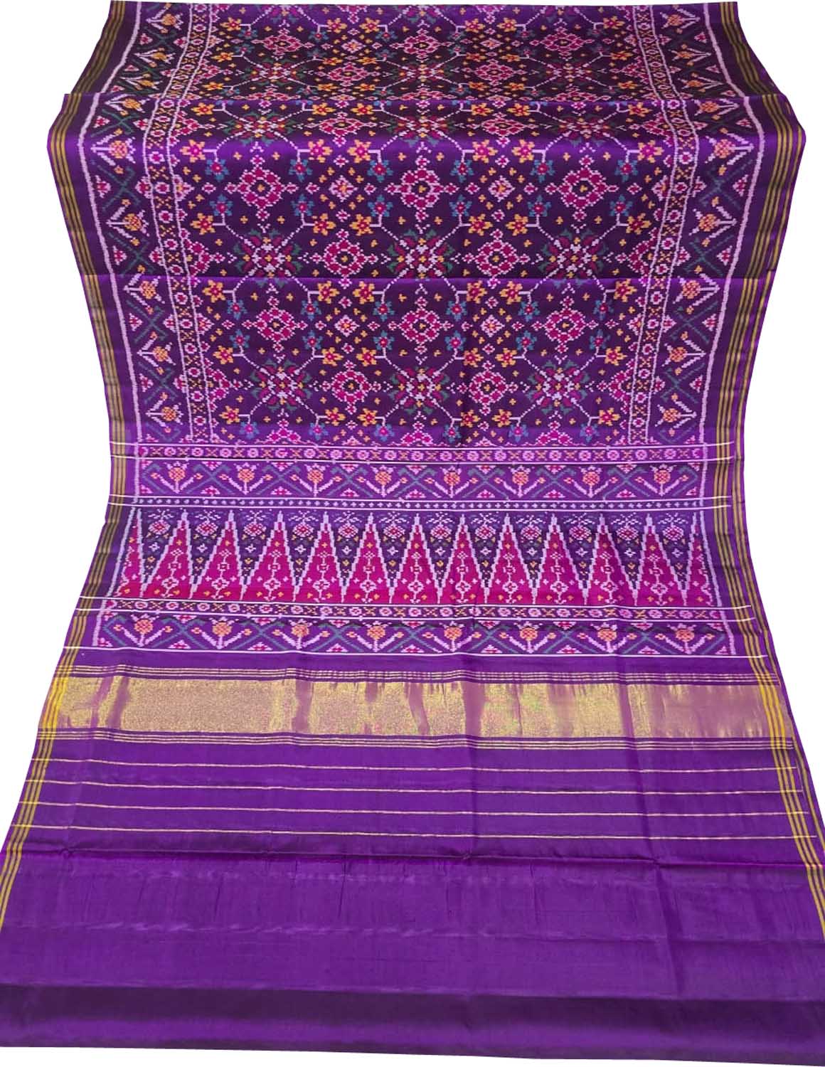 Purple Single Ikat Patan Patola Handloom Pure Silk Saree