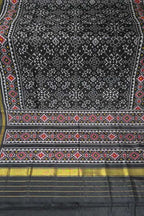 Black Single Ikat Patan Patola Handloom Pure Silk Saree