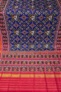 Blue Single Ikat Patan Patola Handloom Pure Silk Saree