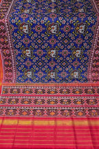 Blue Single Ikat Patan Patola Handloom Pure Silk Saree