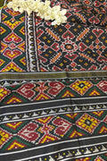 Exquisite Black Semi Patan Patola Handloom Pure Silk Saree - Luxurion World