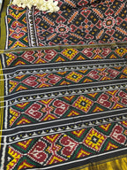 Exquisite Black Semi Patan Patola Handloom Pure Silk Saree - Luxurion World