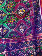 Blue Semi Patan Patola Handloom Pure Silk Saree - Luxurion World