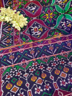 Blue Semi Patan Patola Handloom Pure Silk Saree - Luxurion World