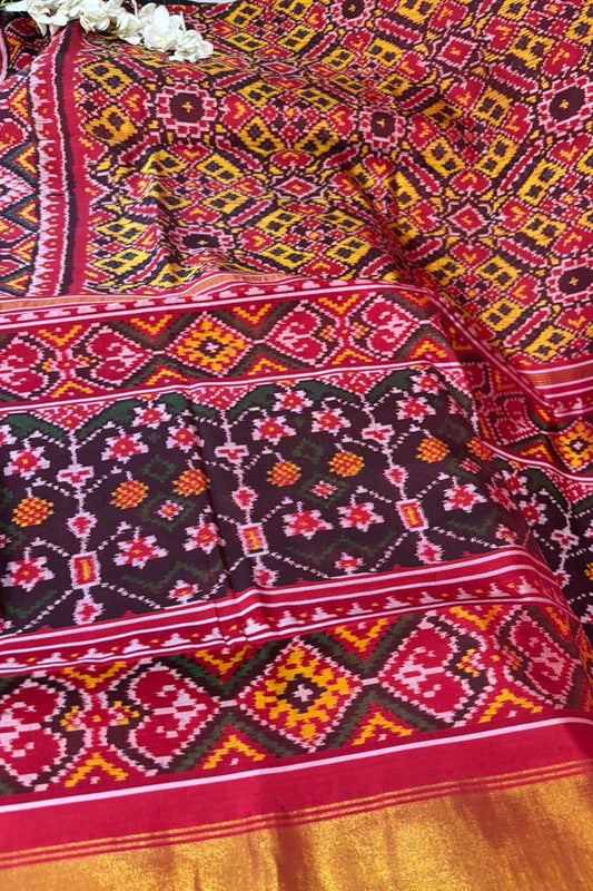 Yellow Semi Patan Patola Handloom Pure Silk Saree - Luxurion World