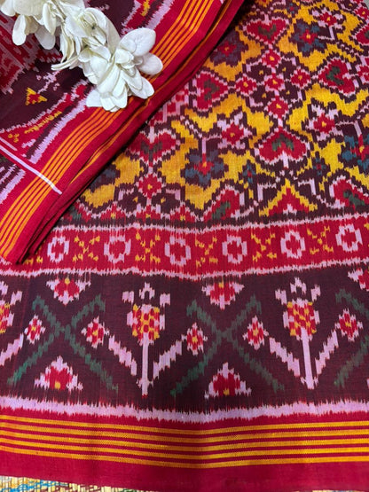 Yellow Semi Patan Patola Handloom Pure Silk Saree - Luxurion World