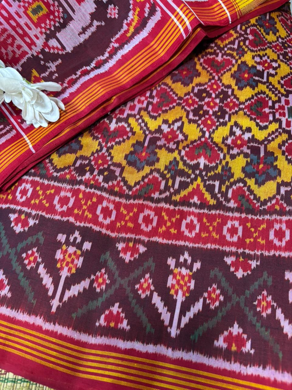 Yellow Semi Patan Patola Handloom Pure Silk Saree - Luxurion World