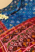 Blue Semi Patan Patola Handloom Pure Silk Saree - Luxurion World