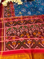Blue Semi Patan Patola Handloom Pure Silk Saree - Luxurion World