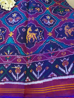 Blue Semi Patan Patola Handloom Pure Silk Saree - Luxurion World