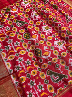 Off White Handloom Pochampally Single Ikat Pure Silk Saree - Luxurion World