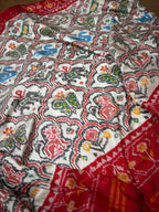 Stunning Multicolor Handloom Pochampally Single Ikat Pure Silk Saree - Luxurion World