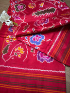 Stunning Red Handloom Pochampally Single Ikat Pure Silk Saree - Luxurion World