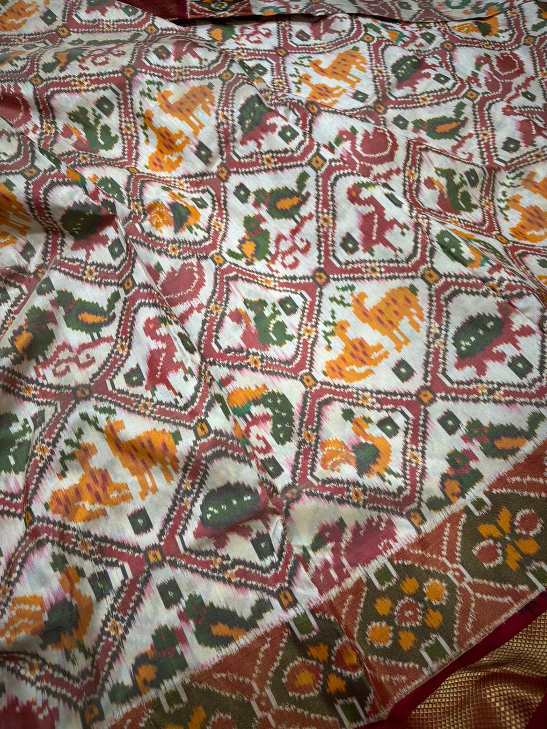 Stunning Multicolor Handloom Pochampally Single Ikat Pure Silk Saree - Luxurion World