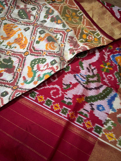 Stunning Multicolor Handloom Pochampally Single Ikat Pure Silk Saree - Luxurion World