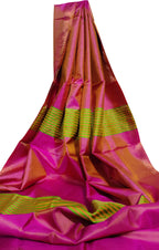 Stunning Pink Bishnupur Silk Saree - Pure and Plain Elegance - Luxurion World