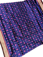 Exquisite Blue Sambalpuri Ikat Handloom Pure Silk Saree: Timeless Elegance - Luxurion World