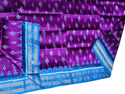 Elegant Purple Silk Saree: Handloom Ikat Design - Luxurion World