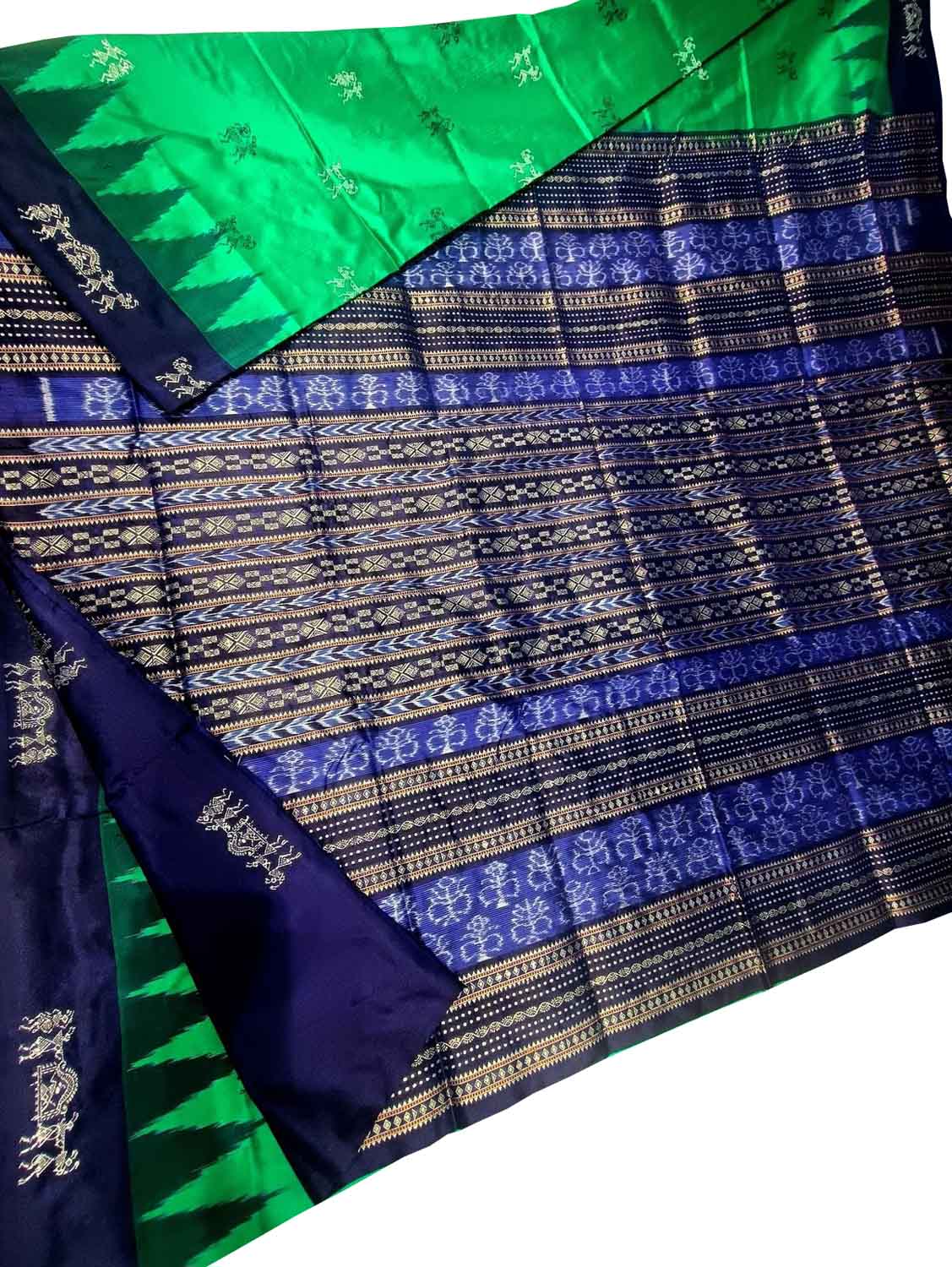 Stunning Green Handloom Double Ikat Silk Saree - Luxurion World
