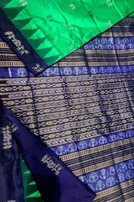 Stunning Green Handloom Double Ikat Silk Saree