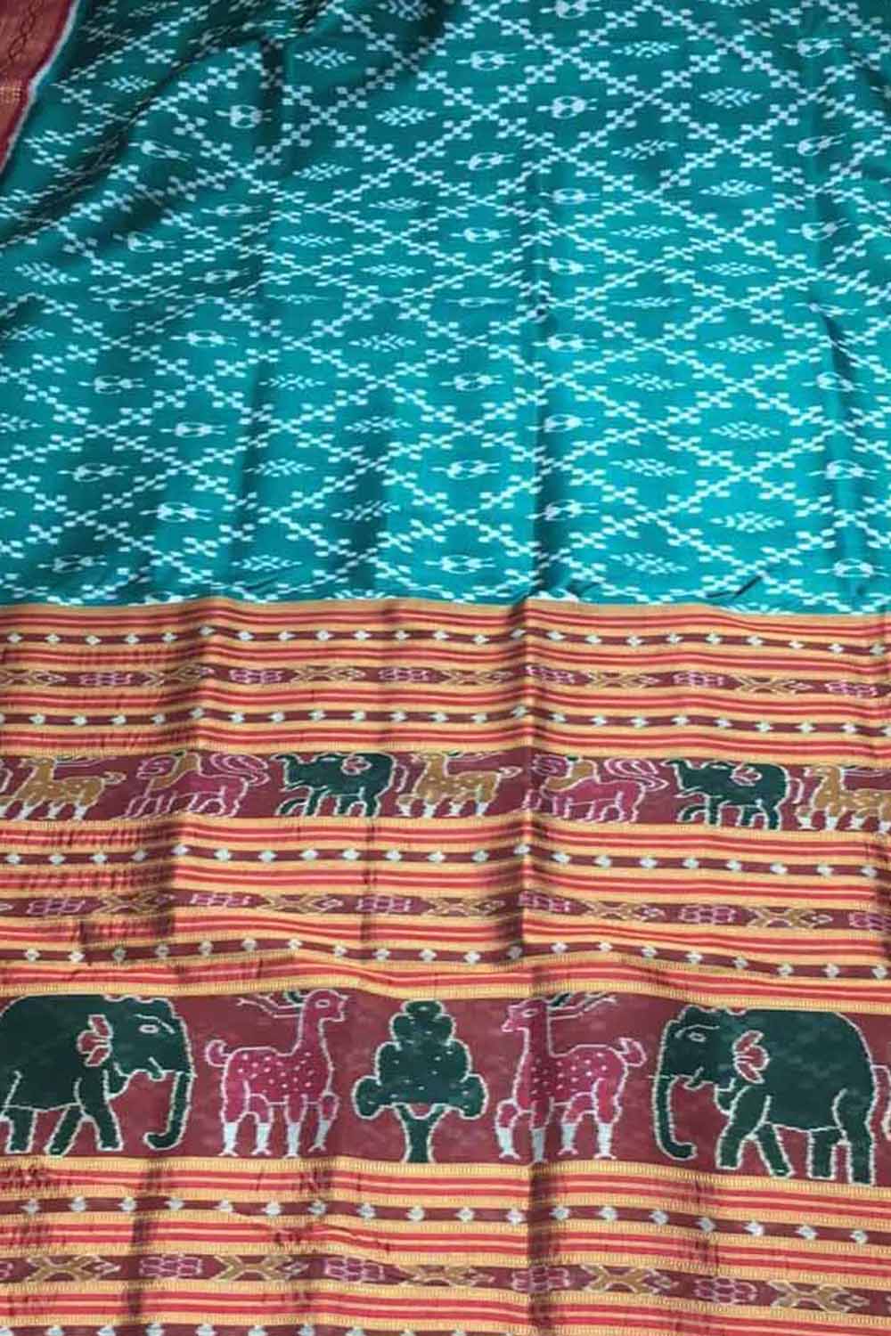 Exquisite Blue Silk Saree with Sambalpuri Handloom Design - Luxurion World
