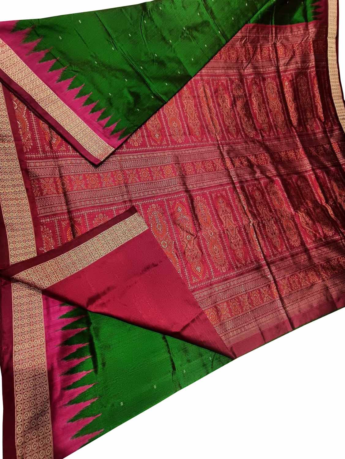 Elegant Green Silk Sambalpuri Handloom Saree - Luxurion World