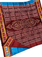 Exquisite Blue Silk Saree with Sambalpuri Handloom Design - Luxurion World