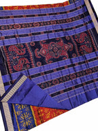 Vibrant Red & Blue Ikkat Silk Saree - Handloom Beauty - Luxurion World