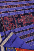 Vibrant Red & Blue Ikkat Silk Saree - Handloom Beauty - Luxurion World