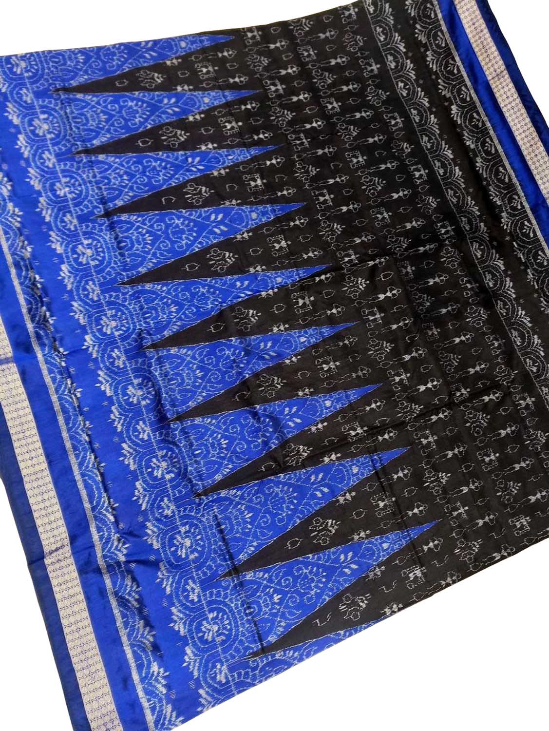 Elegant Black & Purple Ikkat Silk Saree - Luxurion World