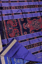 Elegant Black & Purple Ikkat Silk Saree - Luxurion World