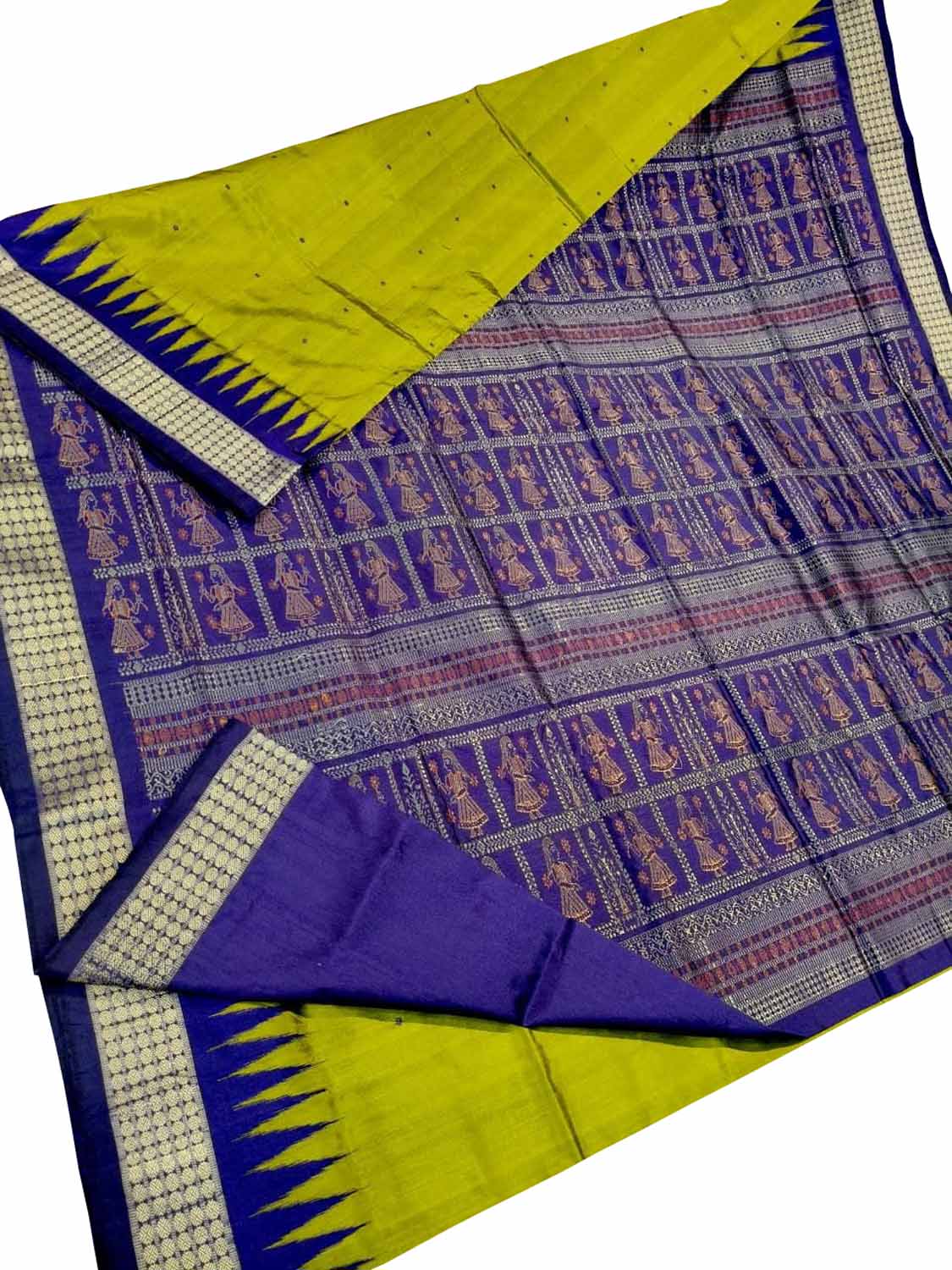 Green Pure Silk Sambalpuri Ikat Handloom Saree - Luxurion World