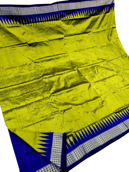 Green Pure Silk Sambalpuri Ikat Handloom Saree - Luxurion World