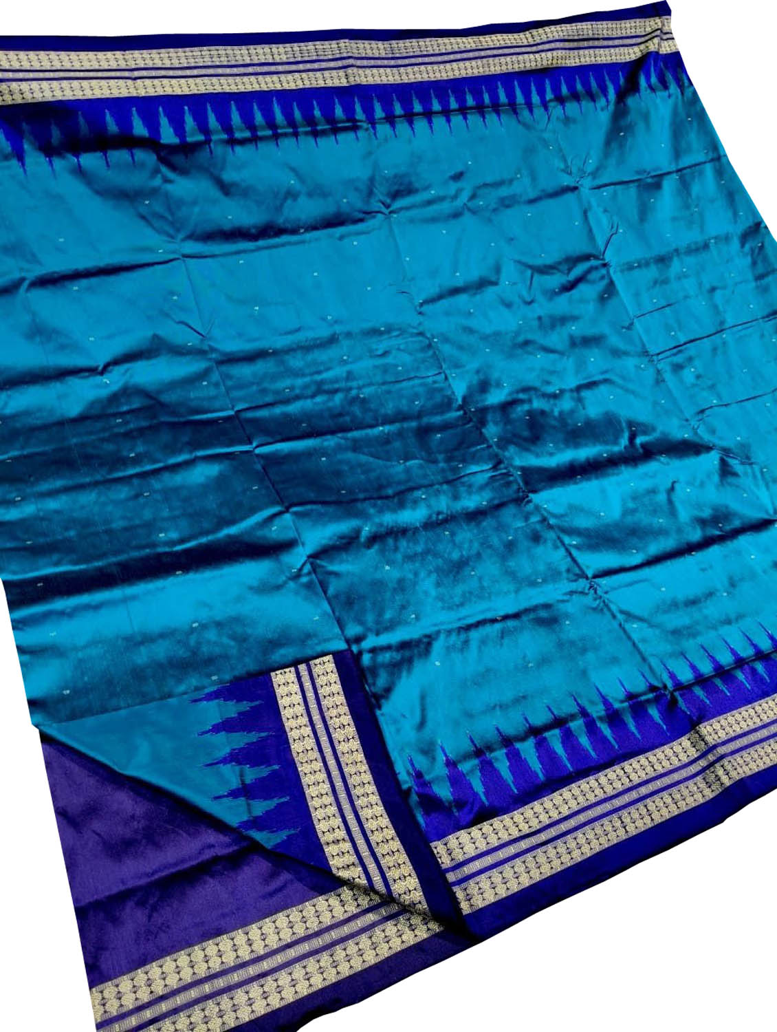 Blue Pure Silk Sambalpuri Ikat Handloom Saree - Luxurion World