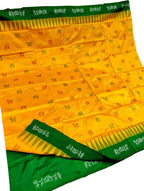 Yellow Pure Silk Sambalpuri Ikat Handloom Saree - Luxurion World