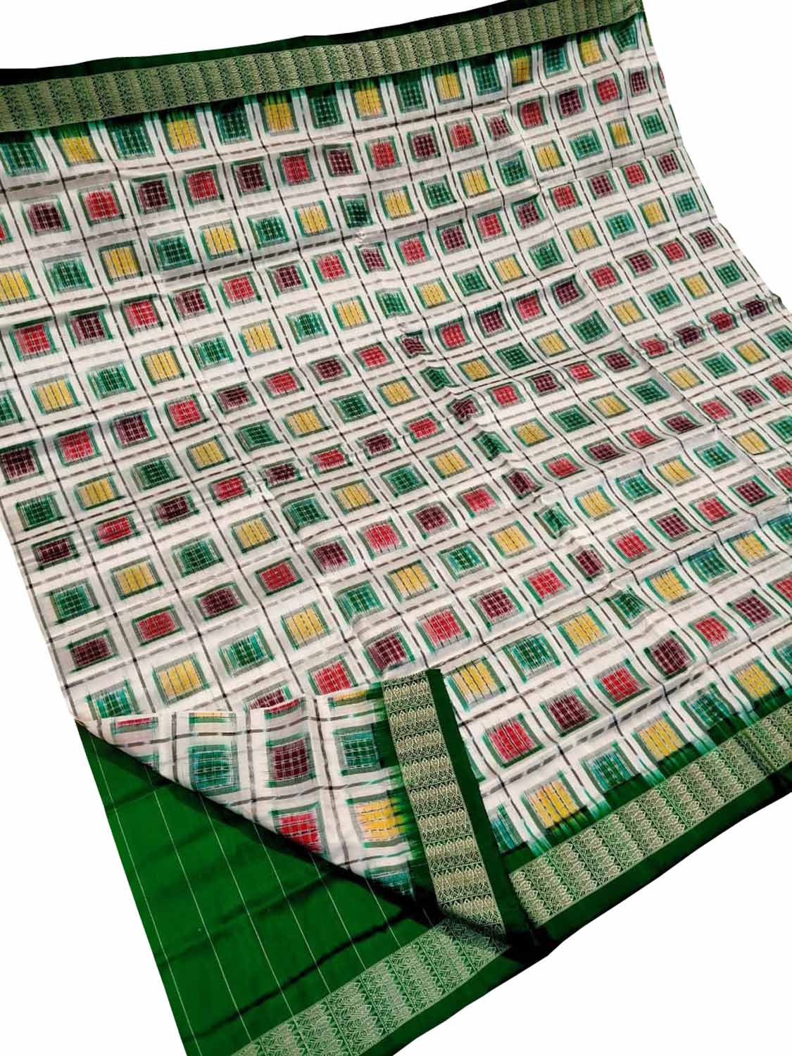 Elegant Off White Pure Silk Sambalpuri Ikat Handloom Saree - Luxurion World